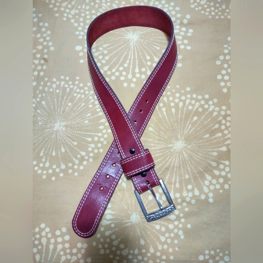 Red leather belt